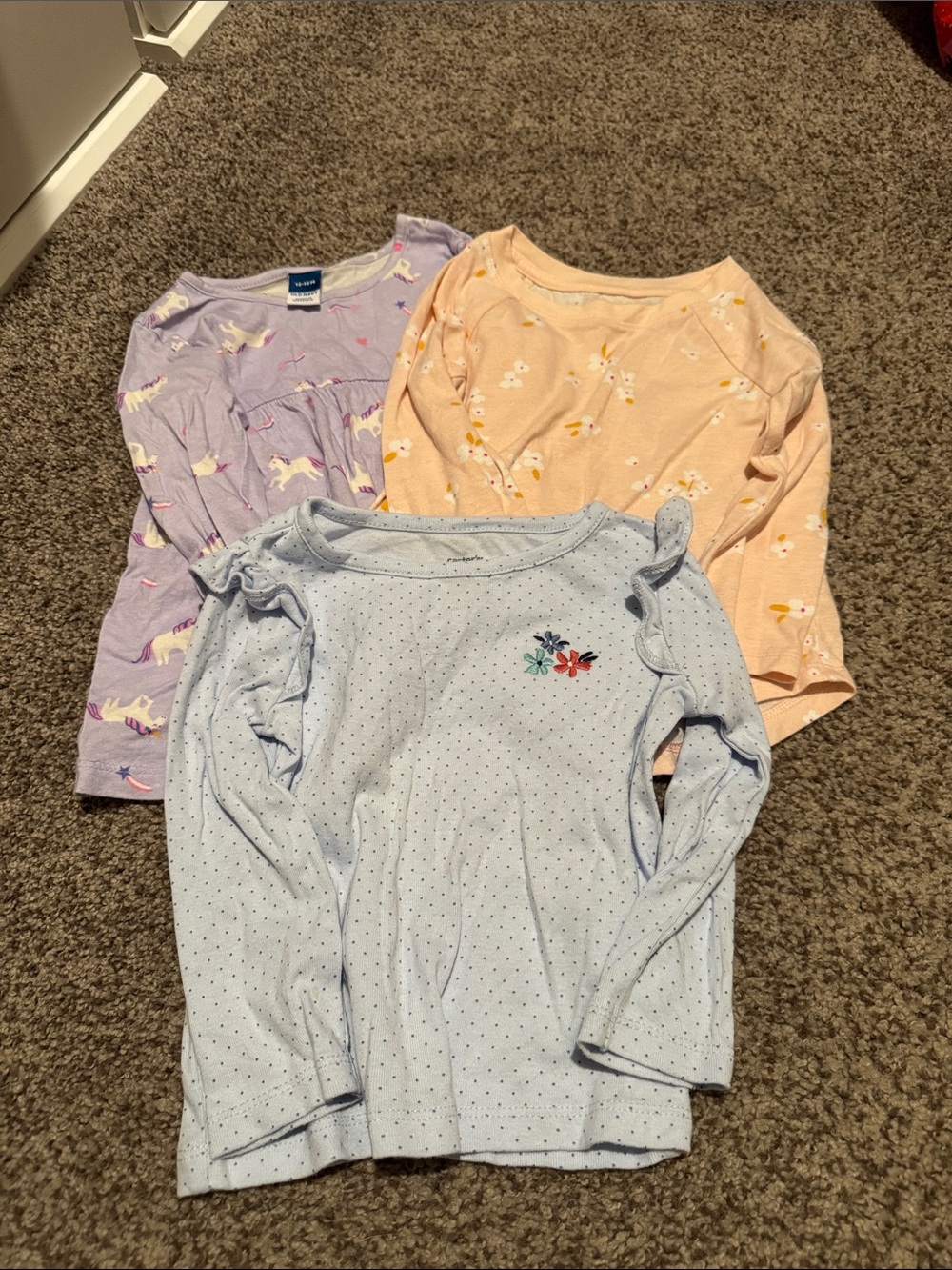 Baby Girl Long Sleeve Tops - Light Blue, Lavender & Peach